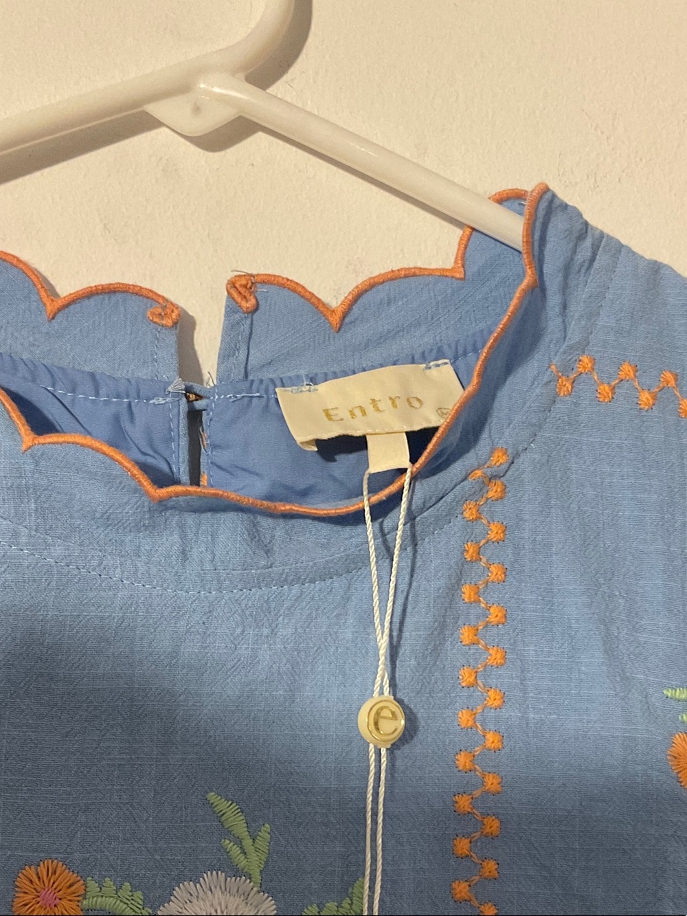 entro Sky Blue Floral Embroidered Sleeveless Mini Dress - Picture 2 of 3
